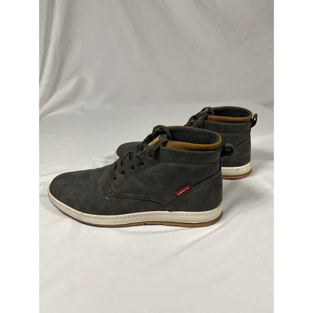 Levi's Mens Chukka Boots Size 8 Gray Faux Leather Lace Up Casual Shoes 518824K36